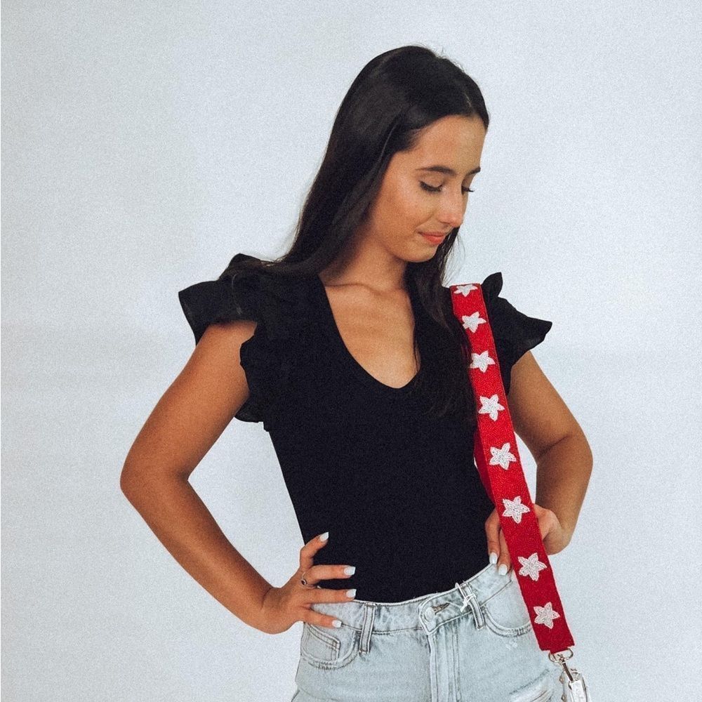 Day And Moon Ruffle Neck Bodysuit